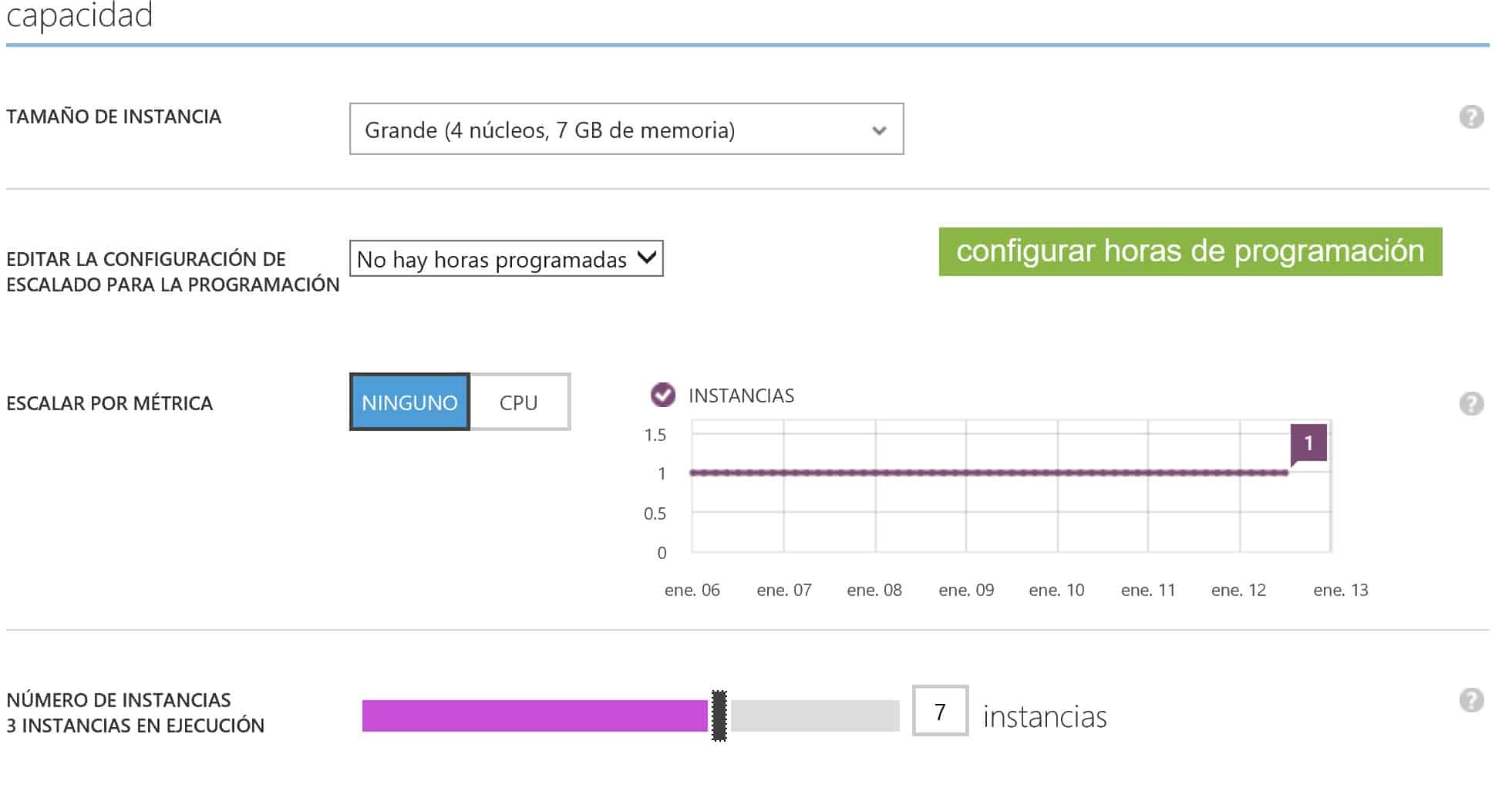 Interfaz de escalado horizontal en azure